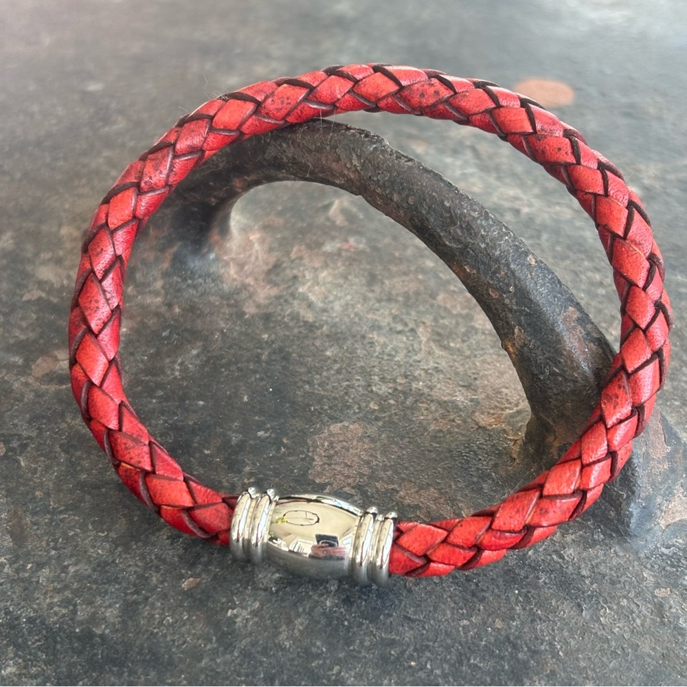 Braided Leather Bracelet with Magnetic Clasp